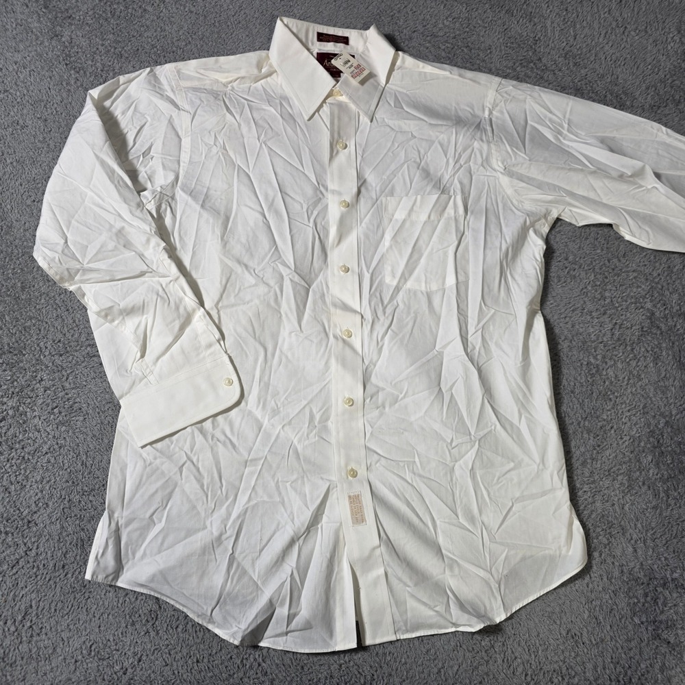 Arbor Way Mens 16/33 Button Down Shirt White Cotton Broadcloth Classic Pocket